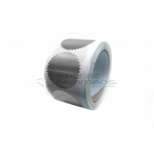 100 Selos Adesivo Prata Serrilhado 40mm Para Chancela